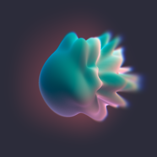 Teal and pink biometric data form with petal-like ridges